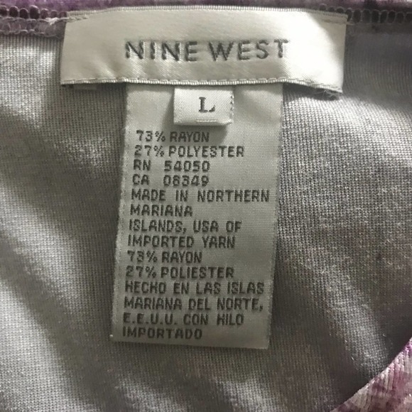 Nine West Purple Velvet Faux Wrap Top Size Large - Picture 5 of 6